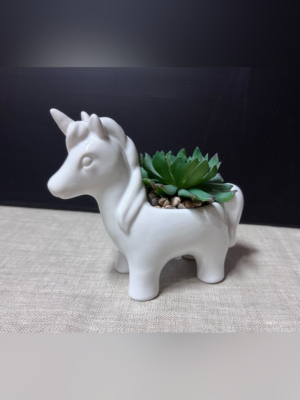 White Ceramic Unicorn Planter - Decorative Succulent Pot